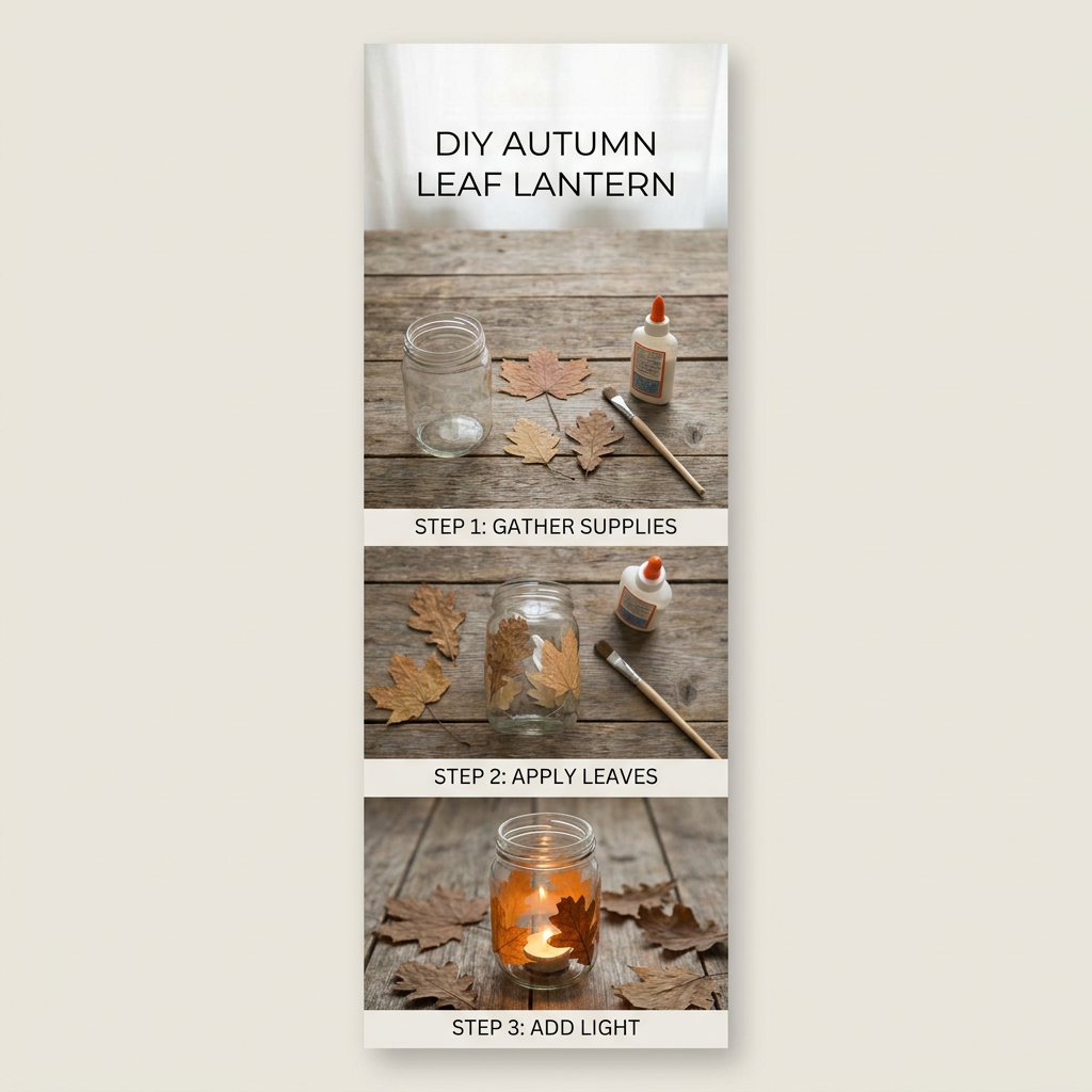 Pressed Leaf Lantern DIY Steps